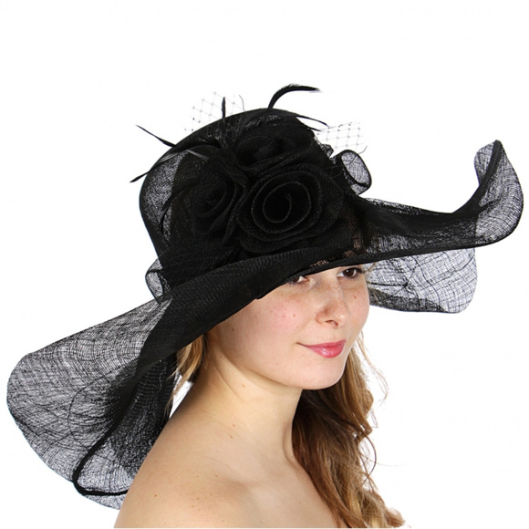 Sinamay double rose netted dress hat